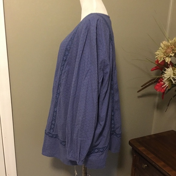 Lands End tunic top sz 2X. Thick fabric & lined. Pull on, long sleeves, crochet - Picture 5 of 8